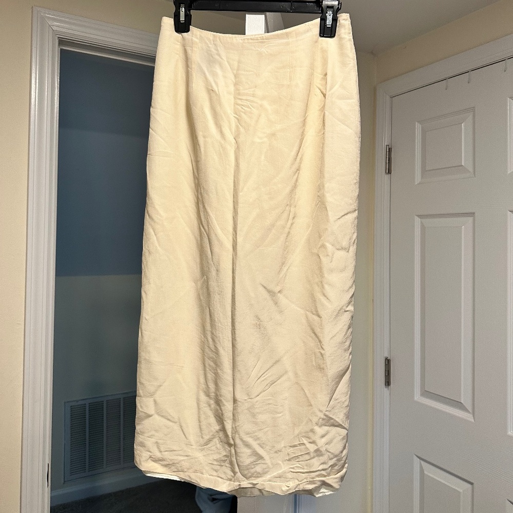 Silk Cream Wrap Skirt